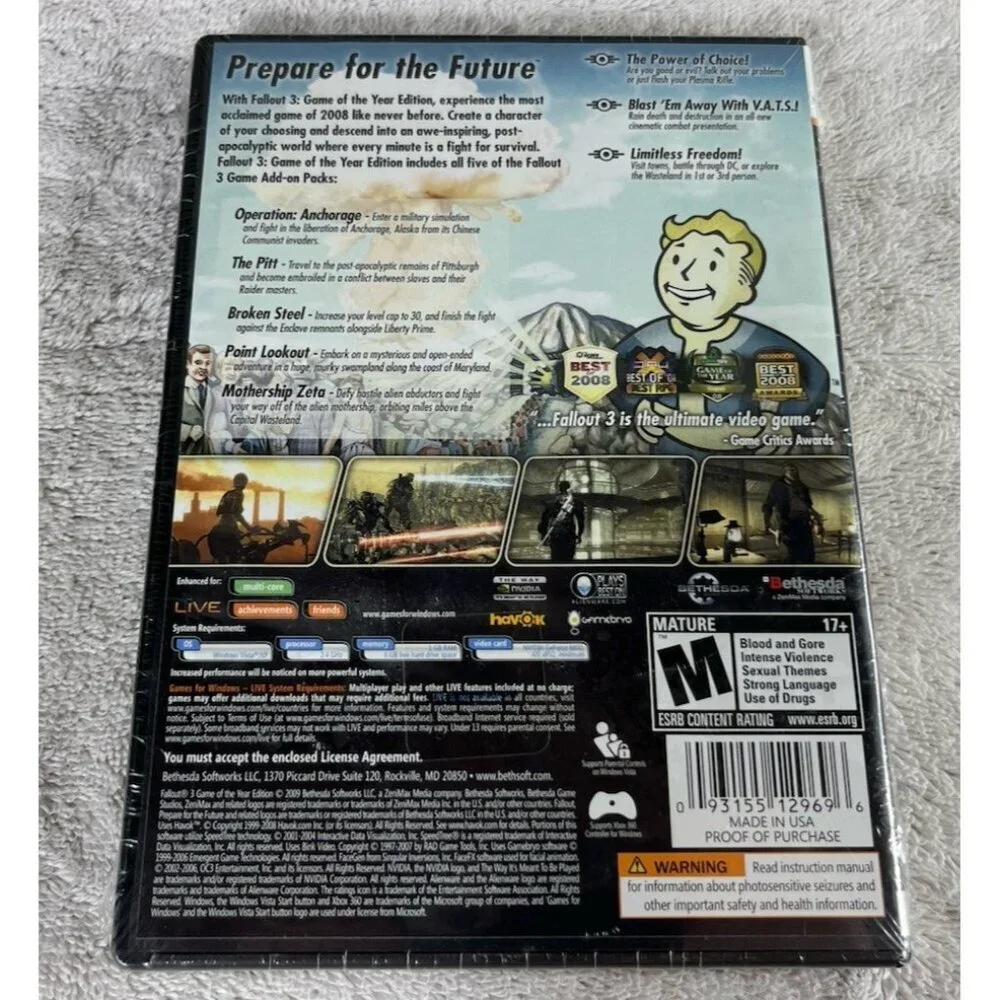 Fallout 3: GAME OF THE YEAR EDITION Brand New Factory Sealed PC Windows Bethesda